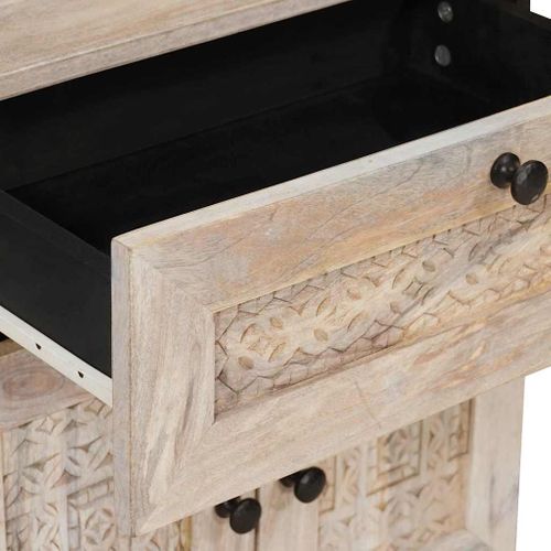 Cabinet De Chevet Beige 50 X 33 X 60 Cm Bois D'acacia Massif