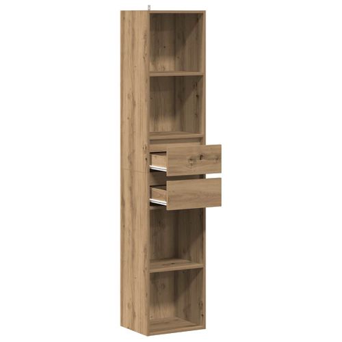 Bibliothèque Chêne Artisanal 36x30x171 Cm Bois D'ingénierie