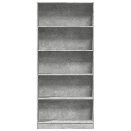 Bibliothèque Gris Béton 80x24x176 Cm Bois D'ingénierie