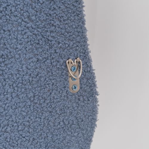 Grand Miroir Sur Pied Asymétrique, Bleu, Tissu Teddy, 160 X 60 X 4 Cm