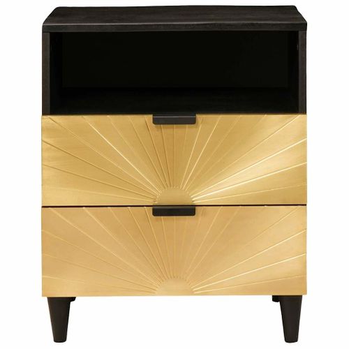 Table De Chevet Avec Tiroir Noir Et Doré 50 X 33 X 60 Cm
