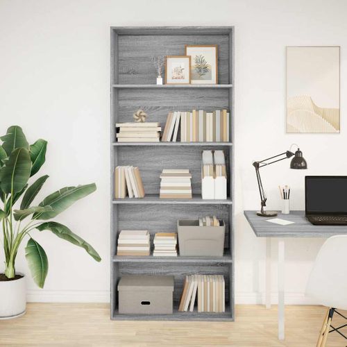 Bibliothèque Sonoma Gris 80x30x189 Cm Bois D'ingénierie