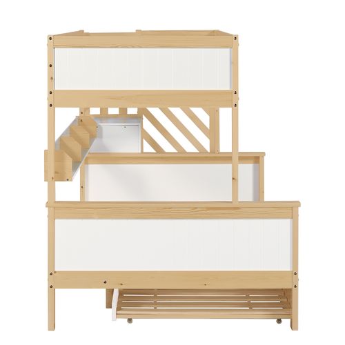 Lit Cabane Enfants 120x200cm , Lit Superposé Avec Lit Escamotable Et Échelle De Rangement , Blanc