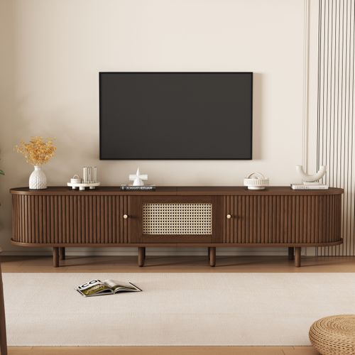 Meuble TV Design Rotin 180x40x40 Cm En MDF, Marron