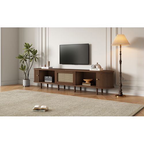 Meuble TV Design Rotin 180x40x40 Cm En MDF, Marron
