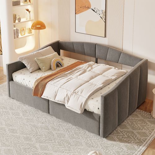 Lit Double 140x200 Cm Avec Rangement Hydraulique, Canapé Lit Avec Sommier à Lattes, Gris Clair