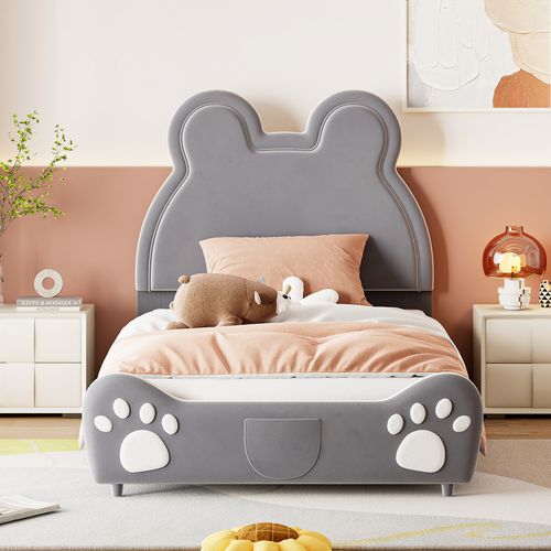 Lit Enfant 90 X 200 Cm Forme Ours, Gris