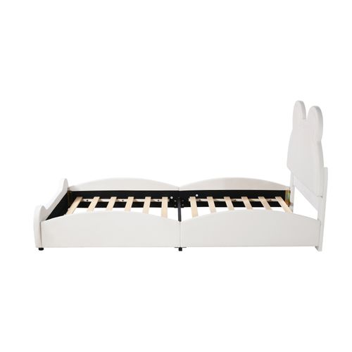 Lit Rembourré 90 X 200 Cm Forme Ours, Blanc