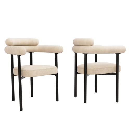 Lot De 2 Chaises De Salle à Manger Modernes, Sièges Confortables Avec Anneaux, Salon Et Bureau,beige