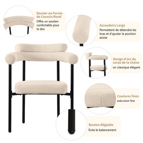 Lot De 2 Chaises De Salle à Manger Modernes, Sièges Confortables Avec Anneaux, Salon Et Bureau,beige
