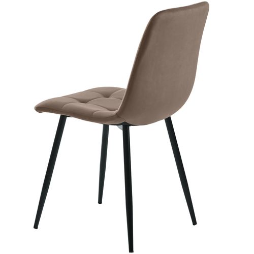 Lot De 4 Chaises De Salle à Manger, Marron, Assise En Velours, Dossier Confortable, Structure Métal