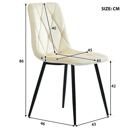 Lot De 4 Chaises De Salle à Manger, Beige, En Velours, Avec Dossier Et Pieds Métalliques