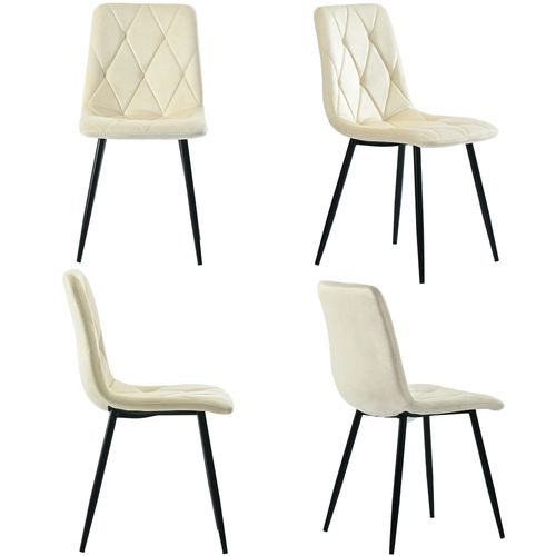 Lot De 4 Chaises De Salle à Manger, Beige, En Velours, Avec Dossier Et Pieds Métalliques