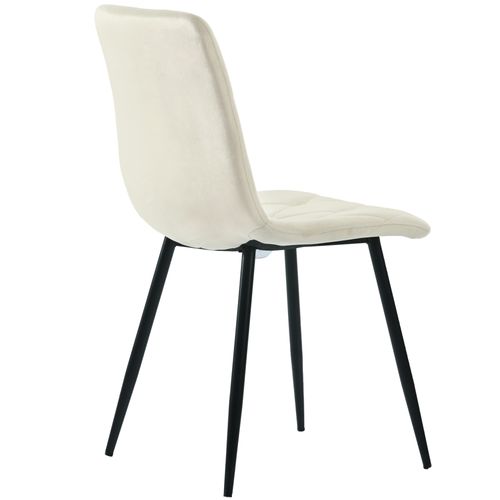 Lot De 4 Chaises De Salle à Manger, Beige, En Velours, Avec Dossier Et Pieds Métalliques