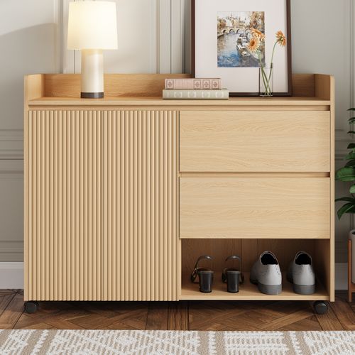 Meuble à Chaussures Mobile Avec Roulettes Freinées – Étagères Réglables Et Charnières Amorties