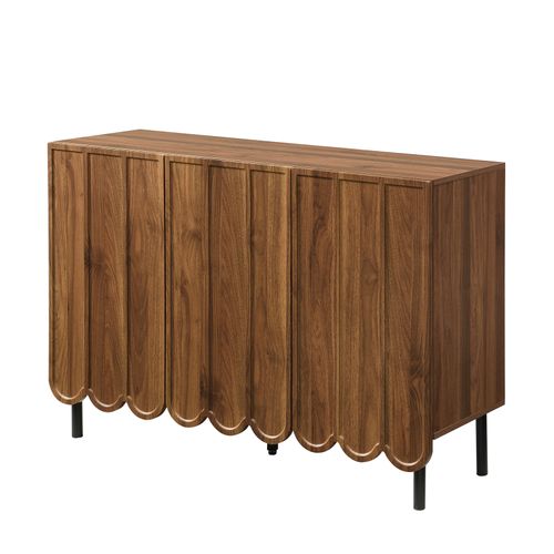Buffet Moderne En Bois Avec Portes Ondulées – 120x35x80 Cm – Pour Salon, Couloir Et Salle à Manger