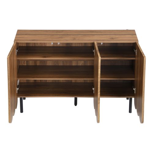 Buffet Moderne En Bois Avec Portes Ondulées – 120x35x80 Cm – Pour Salon, Couloir Et Salle à Manger