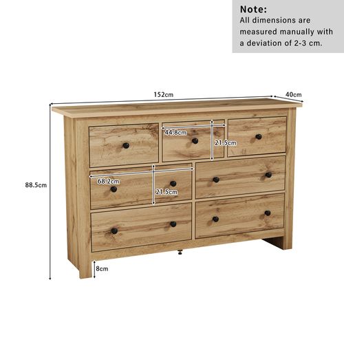 Buffet De Salle à Manger Moderne De Grande Capacité Avec 7 Tiroirs,152 X 40 X 88 Cm , Couleur Bois