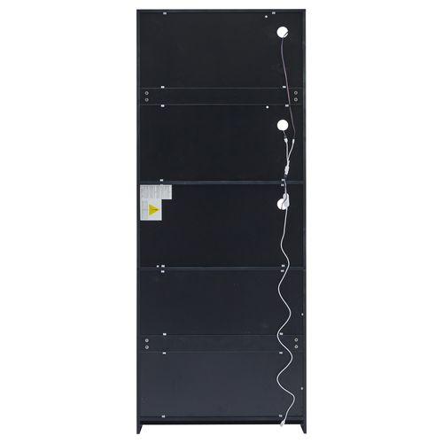 Vitrine En Verre Trempé Avec 4 Portes Et Compartiments Réglables - 80x30x200cm - Avec LED - Noir