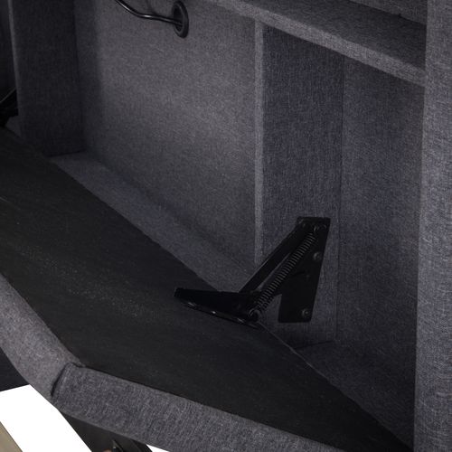 Lit Double Avec Rangement, Avec LED, Fonction De Charge, Lin, Gris 160x200 Cm