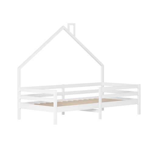 Lit De Sol 90 X 200 Cm, Avec Protection Anti-chute, Sommier à Lattes, Blanc