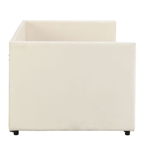 Canapé-lit 90/180 X 200 Cm, Lit De Jour Extensible Avec Sommier à Lattes, Canapé 2 Places, Beige