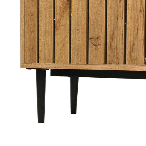 Meuble TV Longueur Réglable 130-200cm, Modèle De Marbre En Pvc, Conception En Gradins, Bois