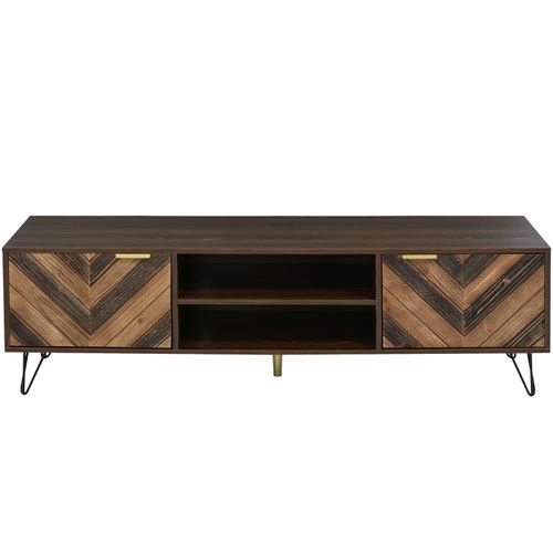 Meuble Télé Meuble TV Bas Avec 2 Portes Et 2 Rangement Ouverts, Pour Salon Chambre à Coucher Bureau