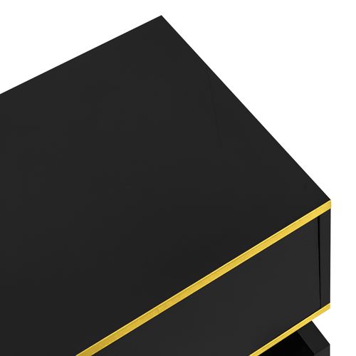 Meuble TV Moderne 180 * 38 * 45 Cm, Avec Trois Tiroirs Et Un Compartiment Ouvert, Avec LED, Noir