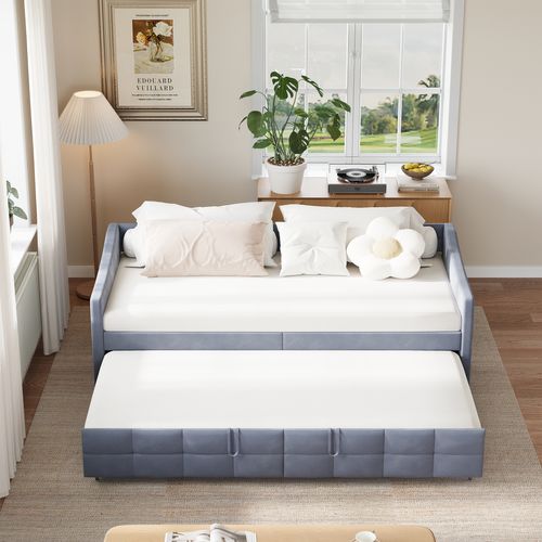 Canapé-lit Amovible En Velours Avec Poches Latérales, Canapé Moderne 2 Places, Gris, 90/180 X 200 Cm