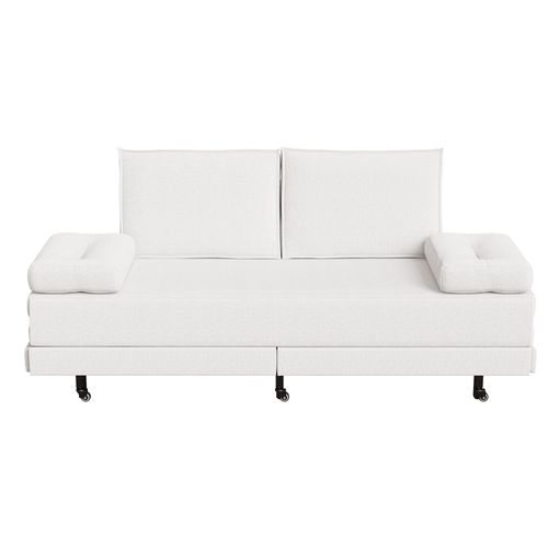 Canapé-lit 2 En 1, 90/180 X 200 Cm, Canapé-lit Convertible, 2 Places, Pour Appartement, Lin, Blanc