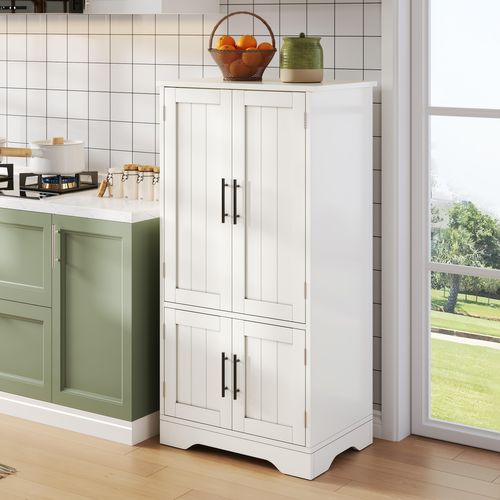 Buffet Cuisine Avec 4 Portes, 180×80×40 Cm, Avec 4 Compartiments Pour Salle à Manger, Blanc