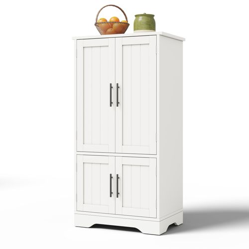 Buffet Cuisine Avec 4 Portes, 180×80×40 Cm, Avec 4 Compartiments Pour Salle à Manger, Blanc