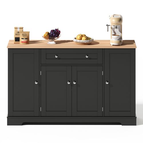 Buffet Cuisine Multifonctionnel, Armoire De Rangement Avec Tiroir, Étagères, 138 X 40 X 85cm, Noir