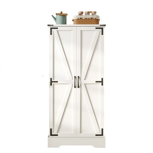 Buffet De Cuisine Rangement 60×35×128 Cm Avec  à LED - Buffet En Bois Pour Cuisine Et Salon, Blanc