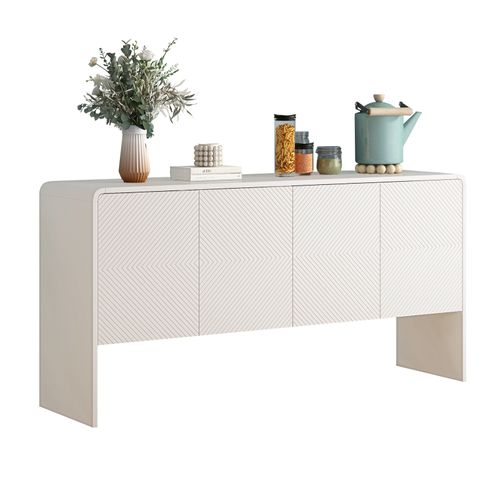 Buffet 4 Portes Avec Système Anti-rebond, Pour Salon Et Entrée, Coloris Blanc