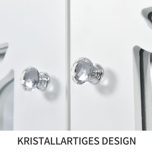 Buffet Élégant Avec Miroir Blanc, Buffet Polyvalent – 4 Portes, Étagère Réglable