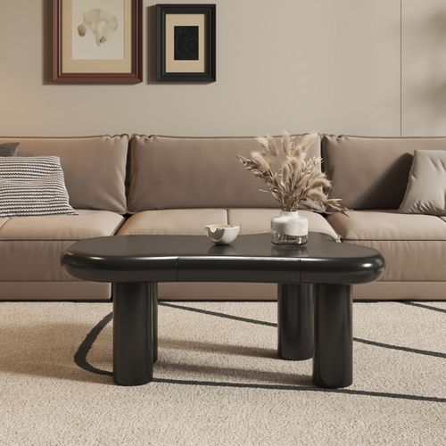 Table Basse En Mdf Noir Effet Nuage Avec  LED 16 Couleurs Et Tiroirs - Avec Espace De Rangement