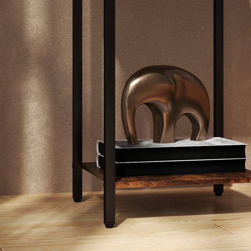 Bout De Canapé, Table Basse De Salon Avec Tiroir Et Étagère, Marron Rustique