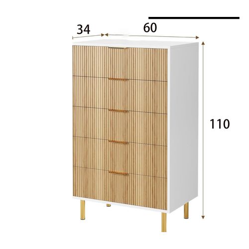 Commode 5 Tiroirs Design Moderne, Meuble De Rangement Kaki Pour Chambre, Salon Ou Couloir