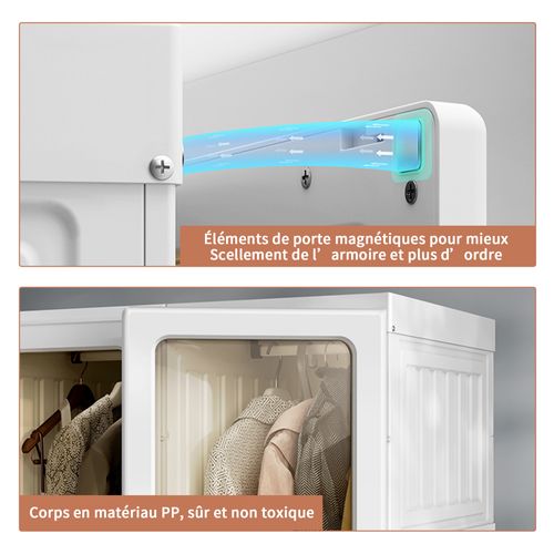 Armoire De Rangement, Portes Magnétiques, Blanc, 50x170x69 Cm