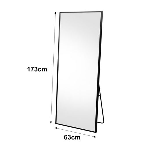 Miroir Pleine Longueur Incassable 63 X 173 Cm, Sur Pied Ou Mural, Grand Miroir De Sol Noir