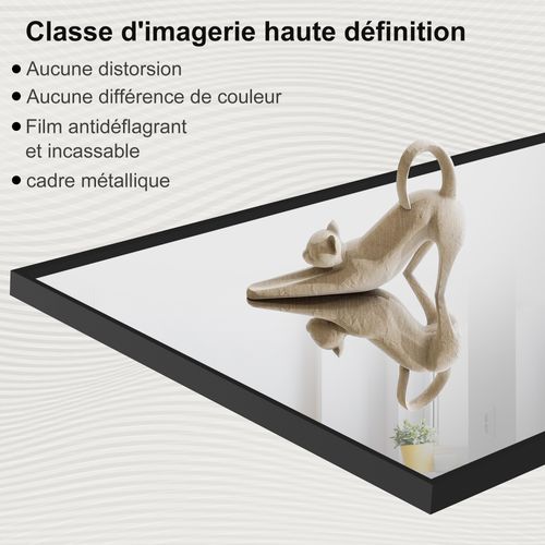 Miroir Pleine Longueur Incassable 77 X 177 Cm, Sur Pied Ou Mural, Grand Miroir De Sol Noir