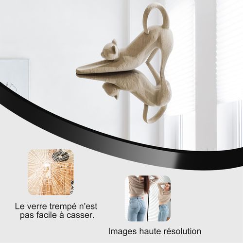 Miroir Complet Arqué, 63 X 173 Cm, Monté Au Mur, Incliné, Miroir De Sol Pour Le Salon, Noir