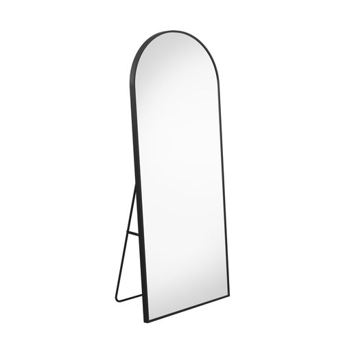 Miroir Complet Arqué, 77 X 177 Cm, Monté Au Mur, Incliné, Miroir De Sol Pour Le Salon, Noir