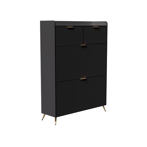 Meuble à Chaussures, Avec Pieds En Métal, Avce Tiroirs, Séparateurs Réglables, Noir, 80 * 24 * 110