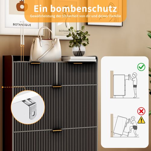 Meuble à Chaussures, Avec Pieds En Métal, Avce Tiroirs, Séparateurs Réglables, Noir, 80 * 24 * 110