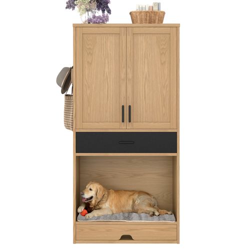 Armoire Multifonction Pour Animaux, 160 Cm, Avec Station De Nourriture, Lit, Rangement Et Crochets