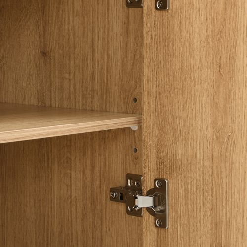 Buffet à 4 Portes Avec Pieds En Métal Doré, En Bois Naturel, 140 X 75 X 38 Cm, Pour Cuisine Ou Salon