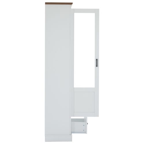 Vitrine En Verre, Vitrine LED Blanche Mate, Avec USB, Armoire Haute Avec Tiroir, 50 * 35 * 178 Cm